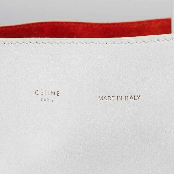 Celine White Leather and Orange Suede Horizontal Phantom Medium Cabas Tote Bag - Picture 7 of 12